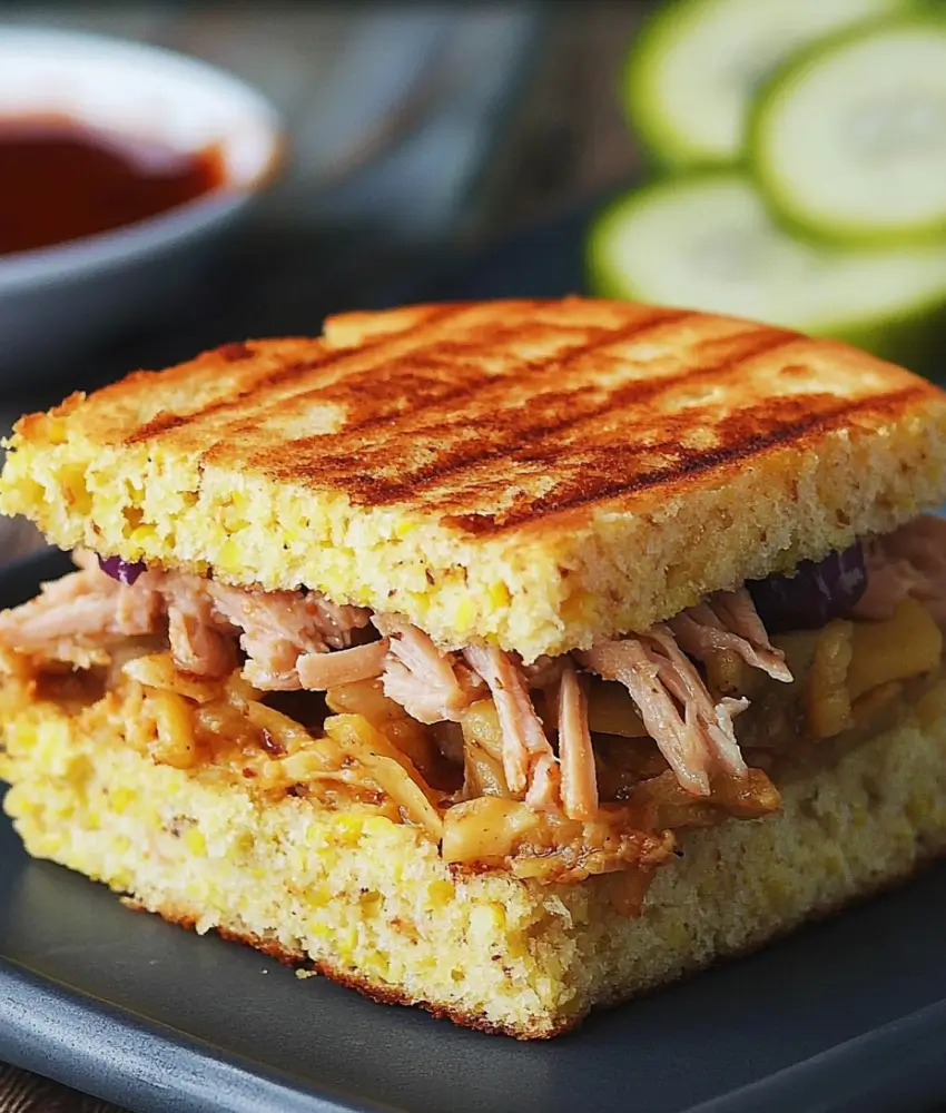 Assembling Your Cornbread BBQ Sandwich