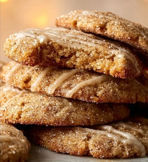 Plate of homemade apple cider cookies with a sprinkle of cinnamon