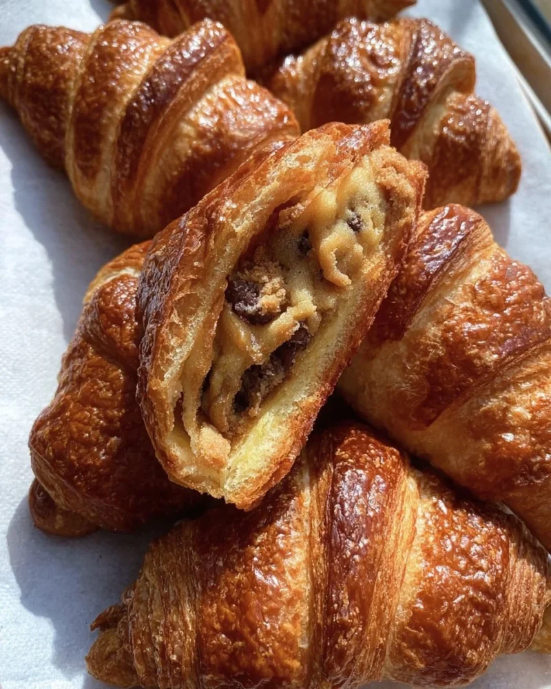 Brown Butter Cookie Dough Croissants fresh out of the oven