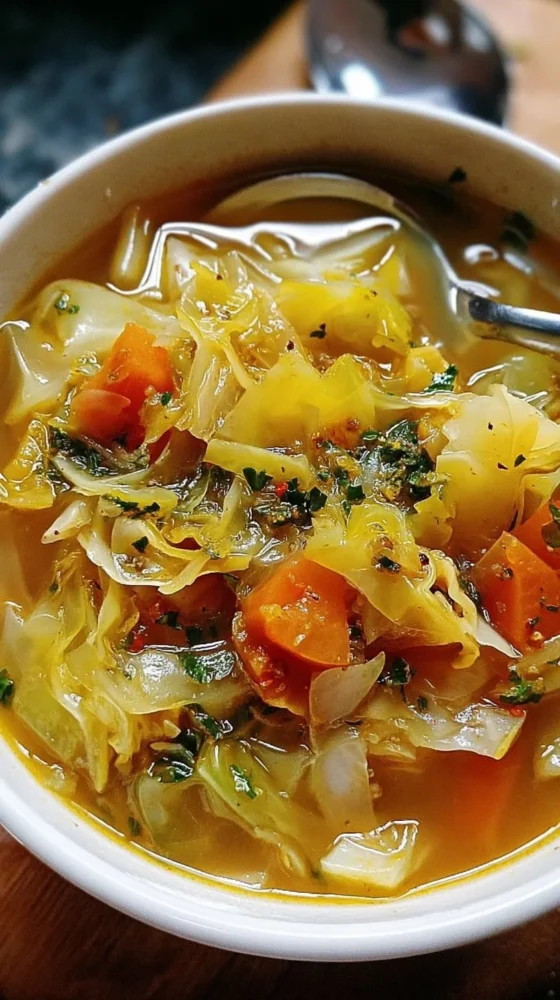 Healthy cabbage fat-burning soup with fresh vegetables