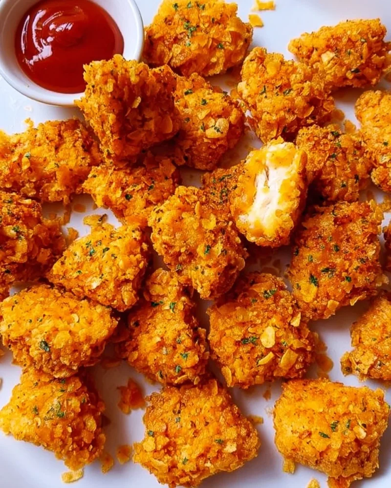 Plate of Cheez-It Crusted Chicken Nuggets ready to enjoy