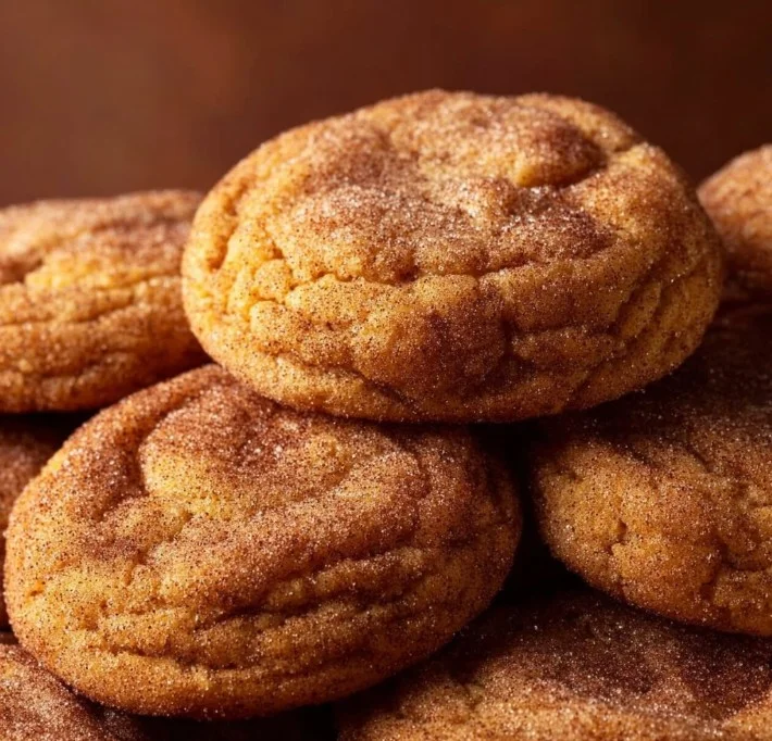 Plate of delicious Pumpkin Snickerdoodle Cookies with cinnamon sugar topping