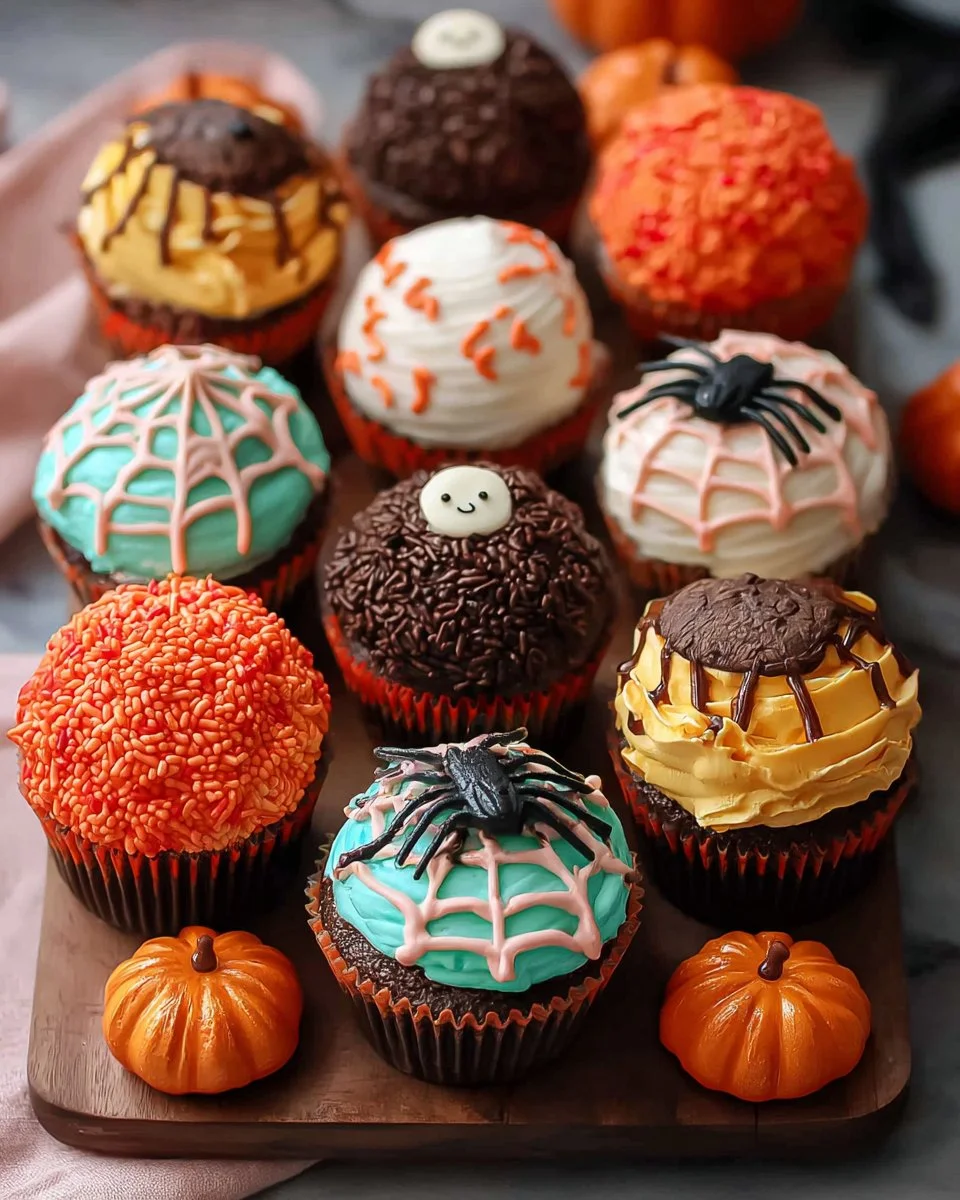 Spooky Halloween cupcakes decorated for a festive celebration