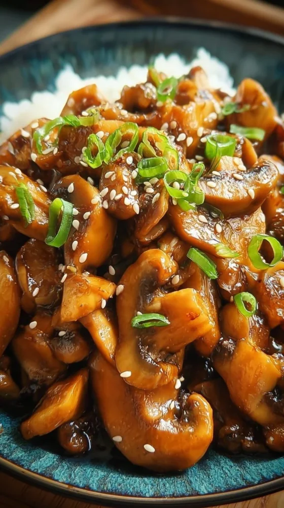 Delicious Japanese miso mushrooms served on a plate.