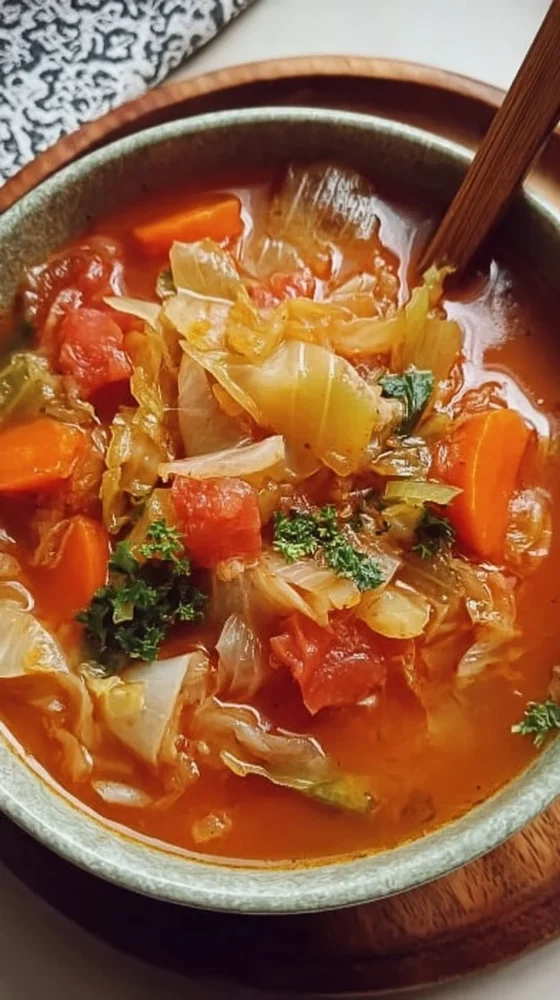 A bowl of delicious low calorie cabbage fat burning soup