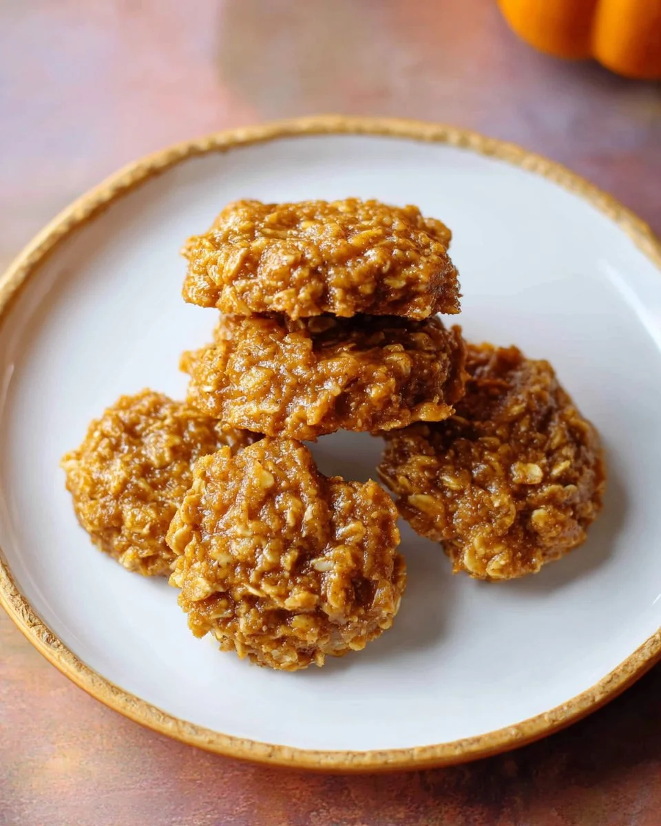 Delicious no bake pumpkin oatmeal cookies topped with chocolate chips.