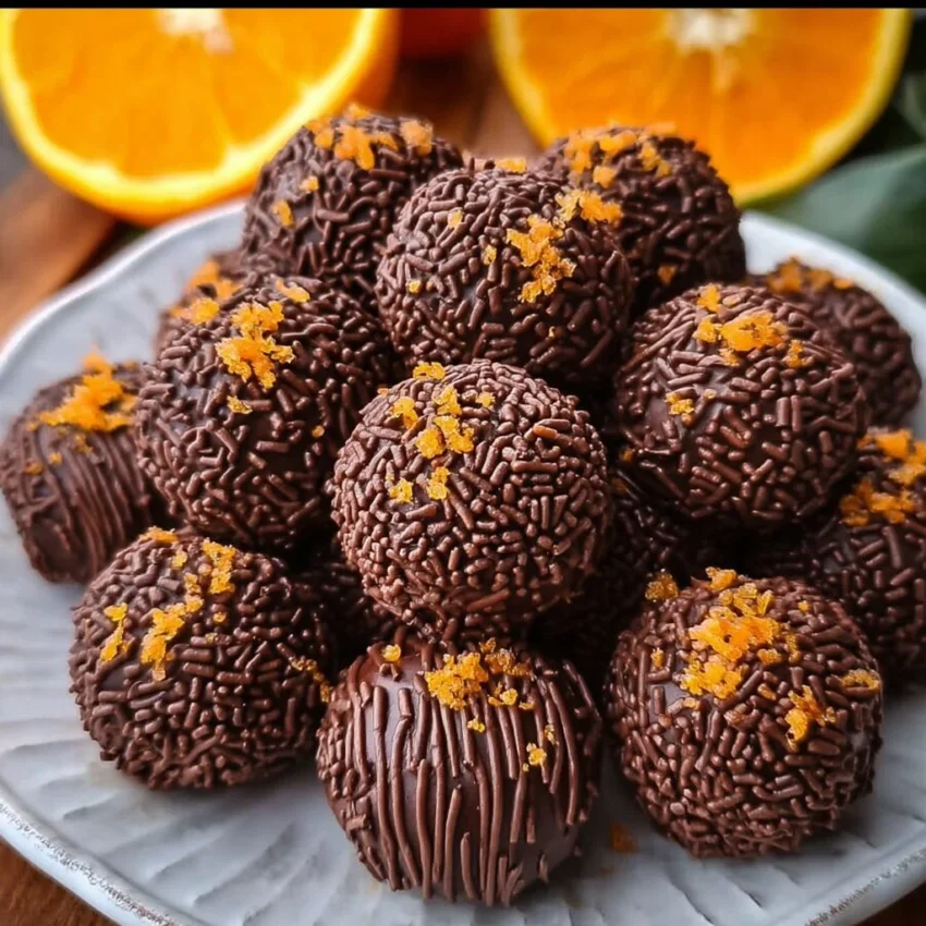 Orange Chocolate Christmas Truffles decorated for the holiday season