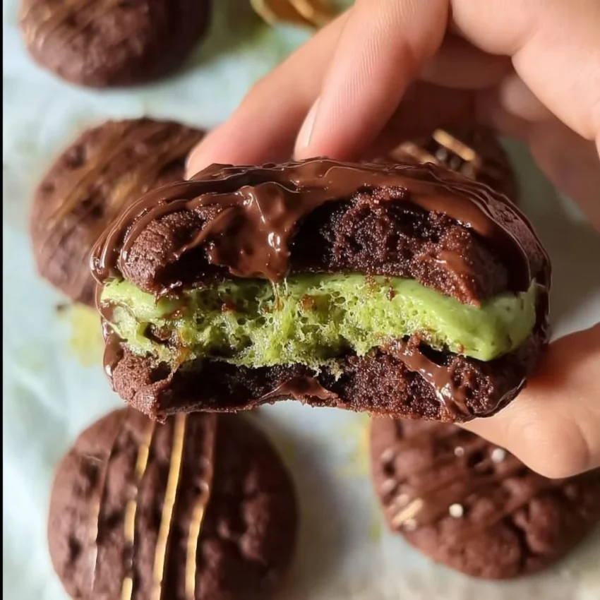 Delicious Pistachio Kunafa Chocolate Cookies on a decorative plate