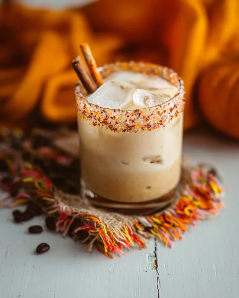 Delicious Pumpkin Spice White Russian cocktail in a festive glass