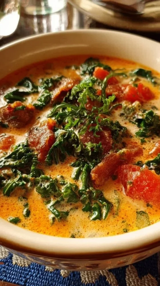 Delicious homemade Tuscany Soup filled with fresh vegetables and herbs.