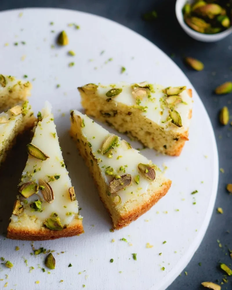 Delicious Yuzu Pistachio Shortbread cookies on a plate, showcasing their unique flavor.